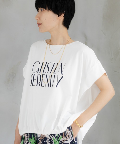 tシャツ 「UVカット・接触冷感」フロントギャザーロゴT/670094 レディースの画像