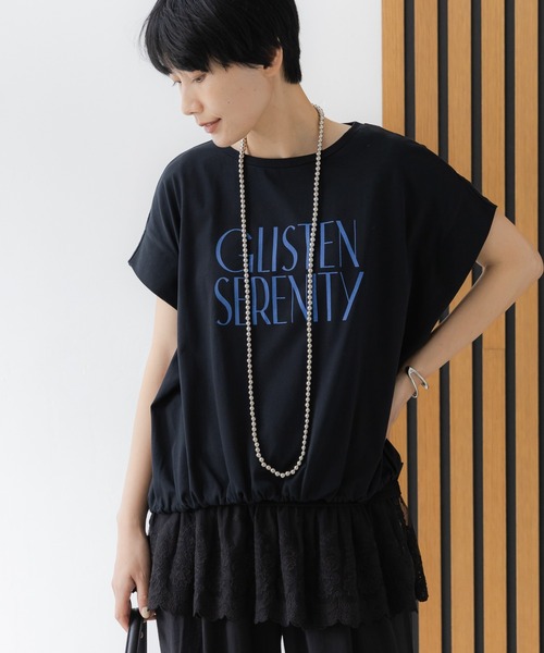 tシャツ 「UVカット・接触冷感」フロントギャザーロゴT/670094 レディースの画像