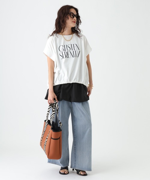 tシャツ 「UVカット・接触冷感」フロントギャザーロゴT/670094 レディースの画像