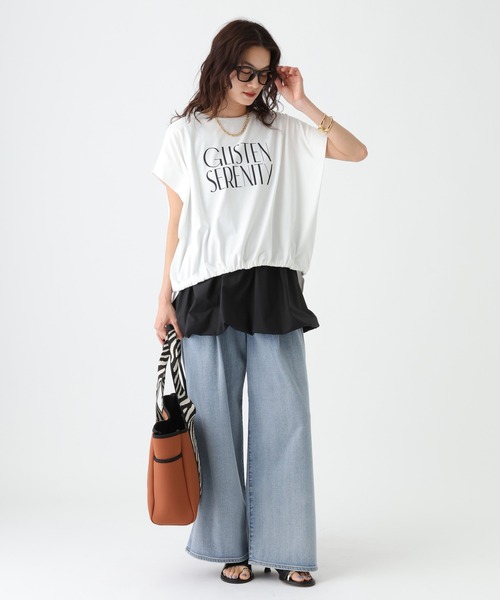 tシャツ 「UVカット・接触冷感」フロントギャザーロゴT/670094 レディースの画像