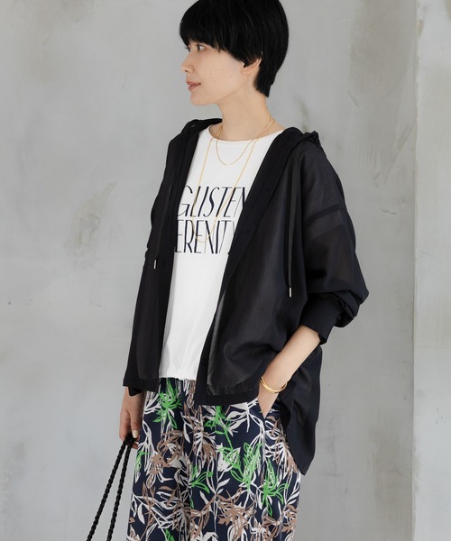 tシャツ 「UVカット・接触冷感」フロントギャザーロゴT/670094 レディースの画像