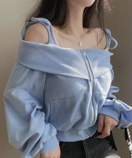 トリートユアセルフ オフショルダー スウェット Emilie トレーナー スウェット 肩紐付き オフショルダー スウェット