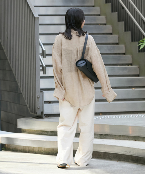 ブラウス シャツ 「追加」リネンメッシュシャツ レディースの画像