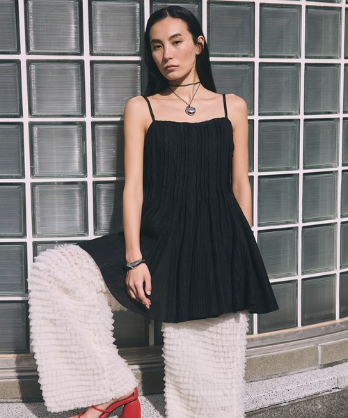ブラウス シャツ 「PRE-ORDER」Knife Pleat Mini Dress/ナイフプリーツミニワンピース レディースの画像