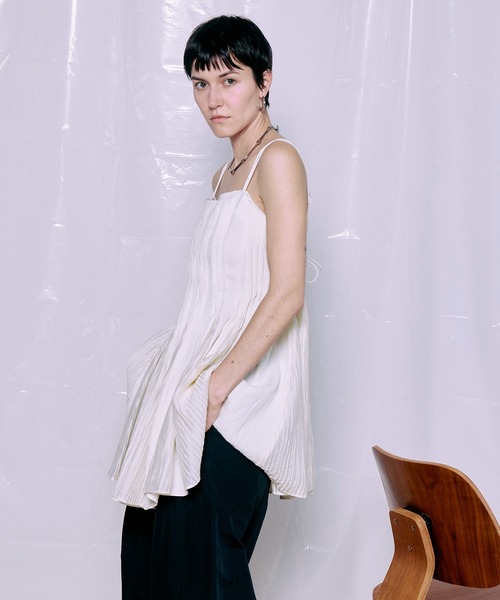 ブラウス シャツ 「PRE-ORDER」Knife Pleat Mini Dress/ナイフプリーツミニワンピース レディースの画像