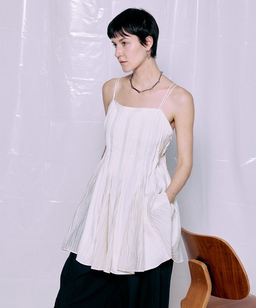 ブラウス シャツ 「PRE-ORDER」Knife Pleat Mini Dress/ナイフプリーツミニワンピース レディースの画像