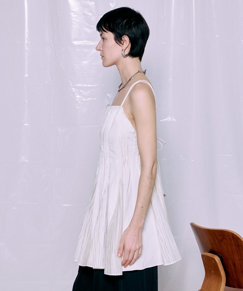 ブラウス シャツ 「PRE-ORDER」Knife Pleat Mini Dress/ナイフプリーツミニワンピース レディースの画像