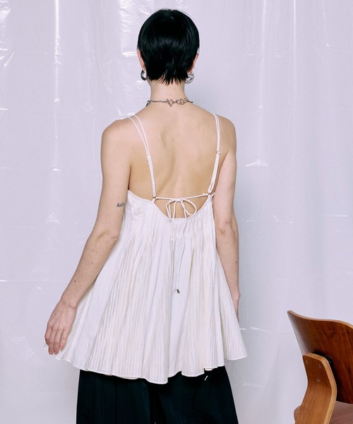 ブラウス シャツ 「PRE-ORDER」Knife Pleat Mini Dress/ナイフプリーツミニワンピース レディースの画像