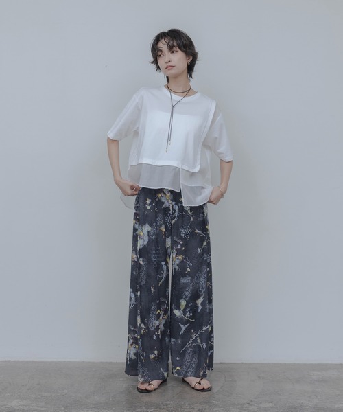 Eimee Law バードボタニカルプリントリラックスパンツ Eimee Law（エイミーロウ） パンツ バードボタニカルプリント