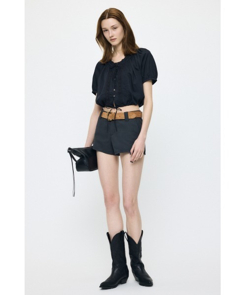 moussy PUFF SLEEVE TUCK ブラウス MOUSSY PUFF SLEEVE TUCK ブラウス BLK -靴＆ファッション通販