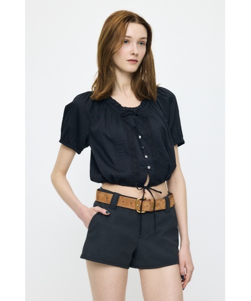 MOUSSY（マウジー） ブラウス シャツ SCOOP NECK PIN TUCK ブラウス