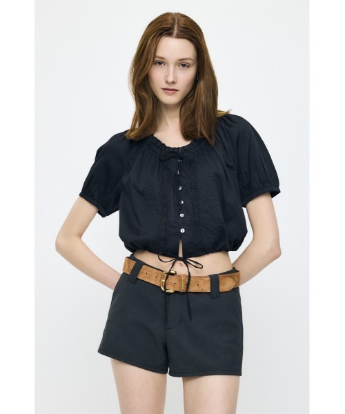 MOUSSY（マウジー） ブラウス シャツ SCOOP NECK PIN TUCK ブラウス
