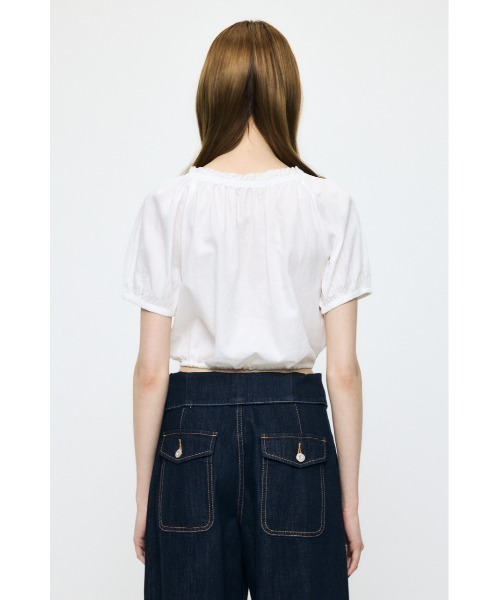 MOUSSY（マウジー） ブラウス シャツ 半袖 SCOOP NECK PIN TUCK