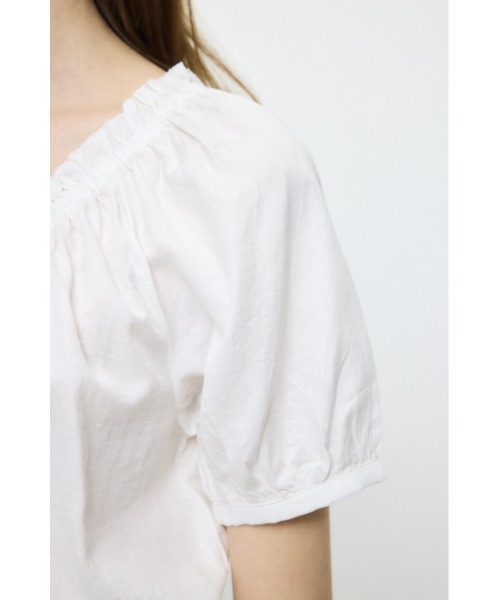 MOUSSY（マウジー） ブラウス シャツ 半袖 SCOOP NECK PIN TUCK 