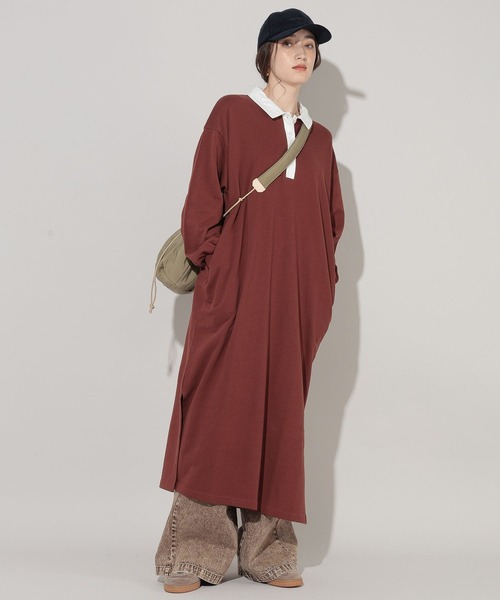 「GEORGE'S」 長袖ワンピース MEDIUM ネイビー レディース_画像7