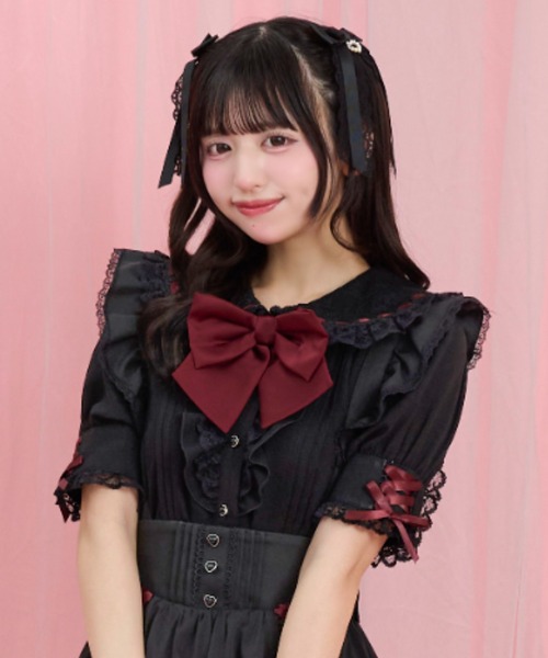 BODY LINE 黒 うさぎ半袖ブラウス Secret Honey（シークレットハニー） ブラウス シャツ 夏 半袖 レース