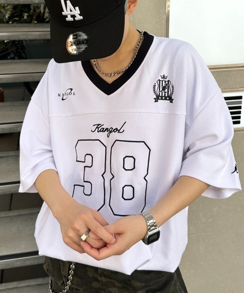 link lot tシャツ 「KANGOL」ドローコード付き Vネックナンバリング