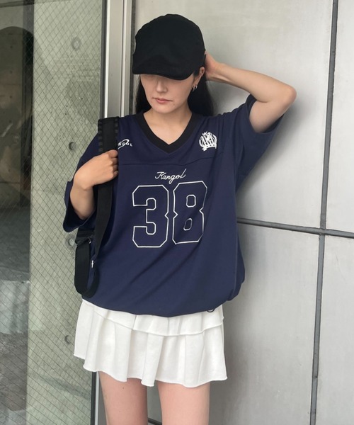 link lot tシャツ 「KANGOL」ドローコード付き Vネックナンバリング