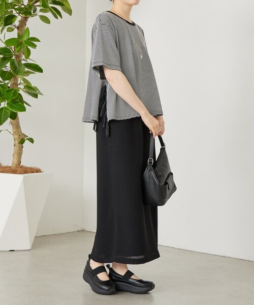 BEARDSLEY（ビアズリー） tシャツ 半袖 サイドフリンジニットTee