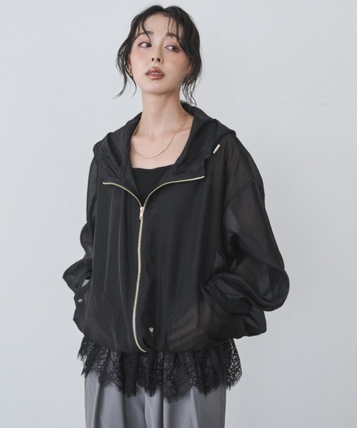 25年式/極美品★セオリー　SHEER CREPE シアー　ジップ　パーカー　P パーカー シアーWジップパーカー レディース : ZOZOTOWN Yahoo!店