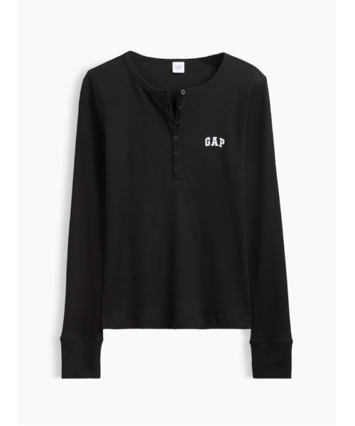 GAP（ギャップ） ヘンリーネック tシャツ リブ GAPロゴ ヘンリーネック