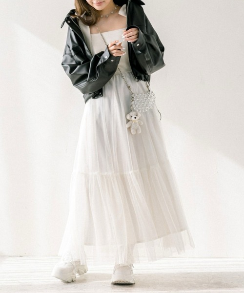 「OLIVE des OLIVE」 キャミソールワンピース MEDIUM アイボリー レディース_画像6