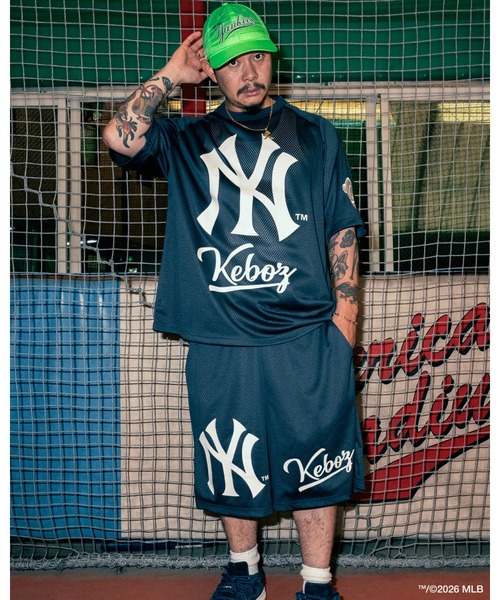 KEBOZ（ケボズ） tシャツ × MLB NEW YORK YANKEES MESH TEE メンズ