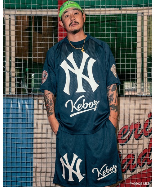 KEBOZ（ケボズ） tシャツ × MLB NEW YORK YANKEES MESH TEE メンズ