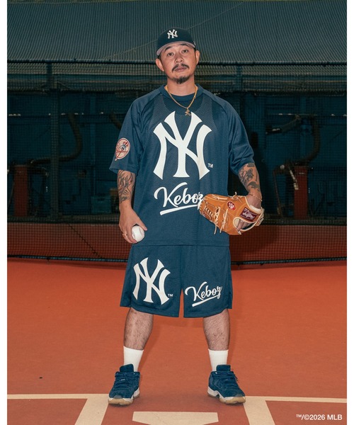 KEBOZ（ケボズ） tシャツ × MLB NEW YORK YANKEES MESH TEE メンズ