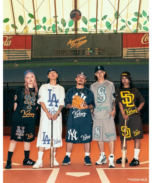 KEBOZ（ケボズ） tシャツ × MLB NEW YORK YANKEES MESH TEE メンズ