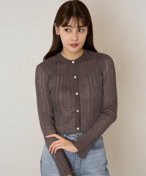 「Her lip to」 ニットカーディガン M ベージュ レディース_画像3