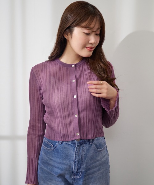 「Her lip to」 ニットカーディガン M ベージュ レディース_画像4