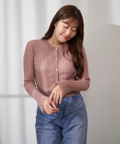 「Her lip to」 ニットカーディガン M ベージュ レディース_画像5