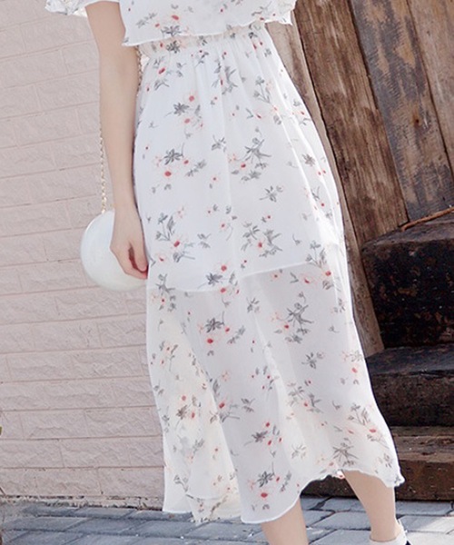LUGG NAGG ワンピース オフショルダーシフォンマキシワンピース