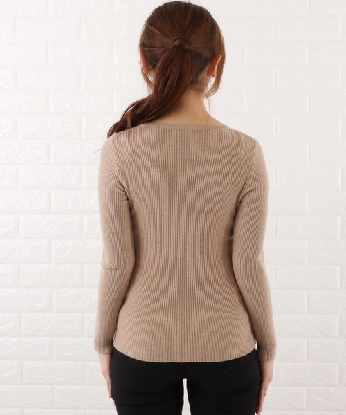 Lace Ladies ニット セーター Vネック細リブニットプルオーバー