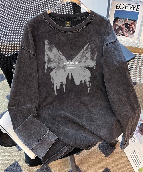 DEVICE tシャツ ジャンキープリント ピグメント 長袖 ロンT