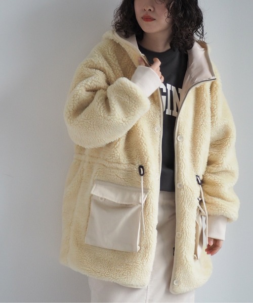 cepo コート アウター リメイクライク ミリタリーボアコート  