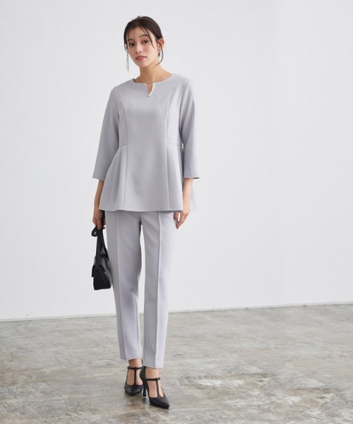 Pierrot（ピエロ） セットアップ キーネックパールブラウス