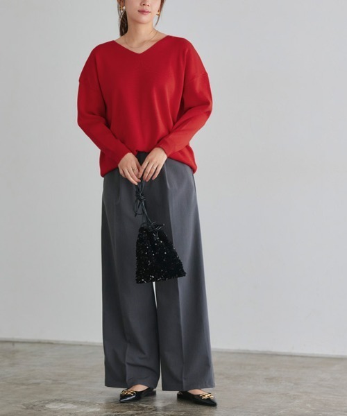 Pierrot（ピエロ） ニット セーター Vネックニットプルオーバー