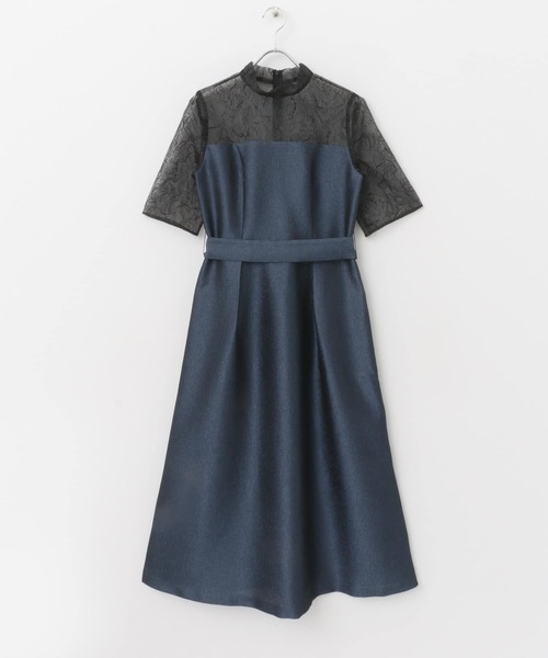 ワンピース kaene ラメジャガードコンビドレス : ZOZOTOWN Yahoo