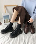 ローファー 通学 厚底ローファー レースアップ...の詳細画像5