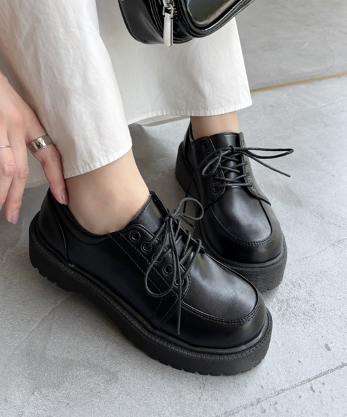 miniministore ローファー 厚底ローファー レースアップ 美脚