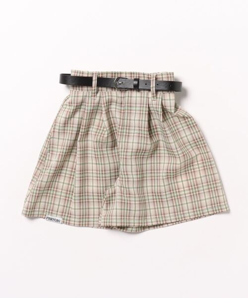 KOGYARU スカート　半袖　Tシャツ　トップス　ズボン　ベルト ベルトつきタックスカート(120cm ベージュ): キッズ - ナルミヤ