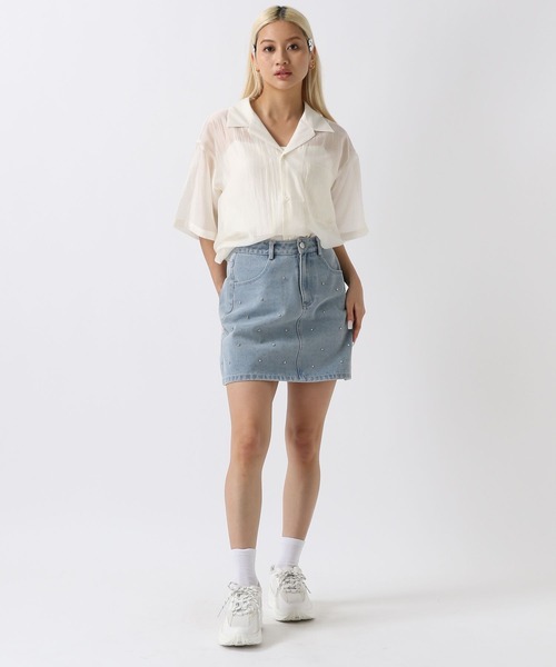 FOREVER21 デニムスカート 「2024SS」キラキラデニムミニ