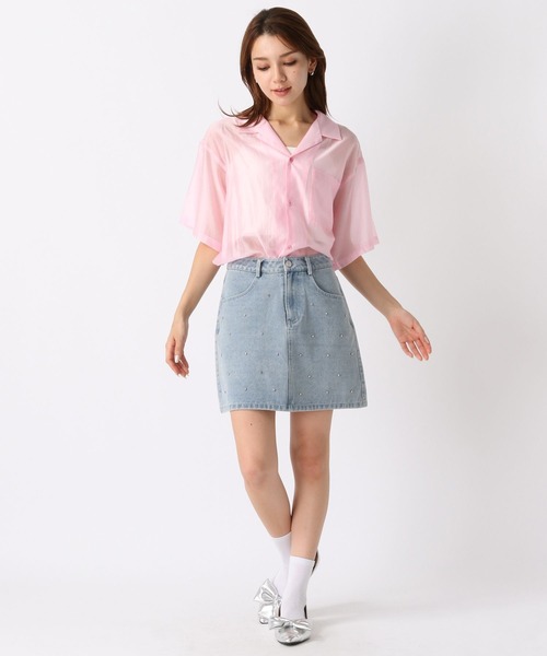 【24SS NEW】MiuMiu_women / クリスタル付きデニムミニスカート 24SS NEW】MiuMiu_women / クリスタル付きデニムミニスカート