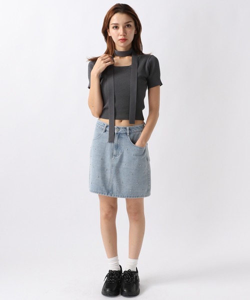 FOREVER21 デニムスカート 「2024SS」キラキラデニムミニ