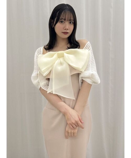【完売品】ダズリン　リボンデザインワンピース リボンデザインIラインワンピース[品番：MKSW0058670]｜dazzlin