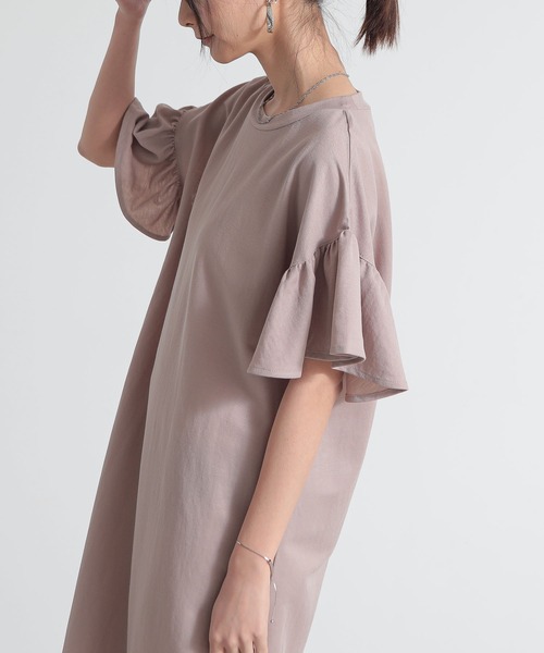 22SS♡ANAYI トリアセコンパクトラッフルスリットワンピース 36 フリル 22SS♡ANAYI トリアセコンパクトラッフルスリットワンピース 36 フリル