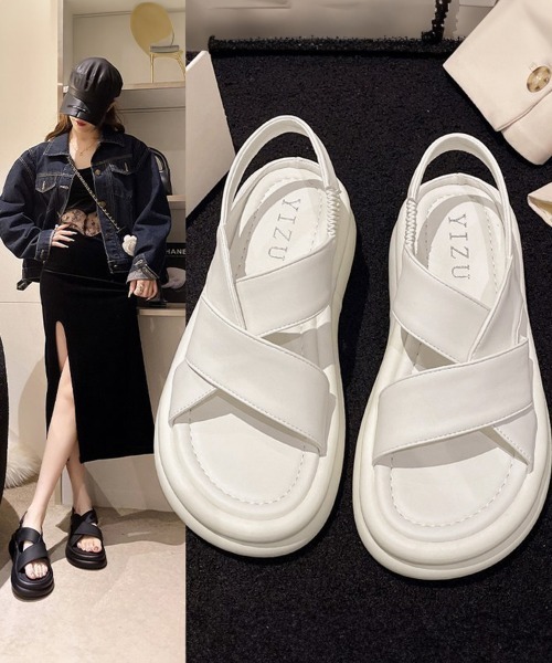 ダンスコ　パンチングクロスレザー　ミュール　ストラップ　厚底コンフォートサンダル miniministore サンダル 厚底クロスサンダル コンフォート