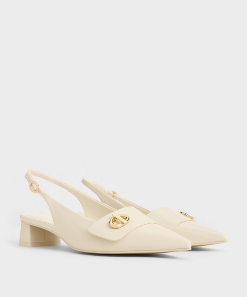 CHARLES ＆ KEITH パンプス メタリックアクセント ポインテッド